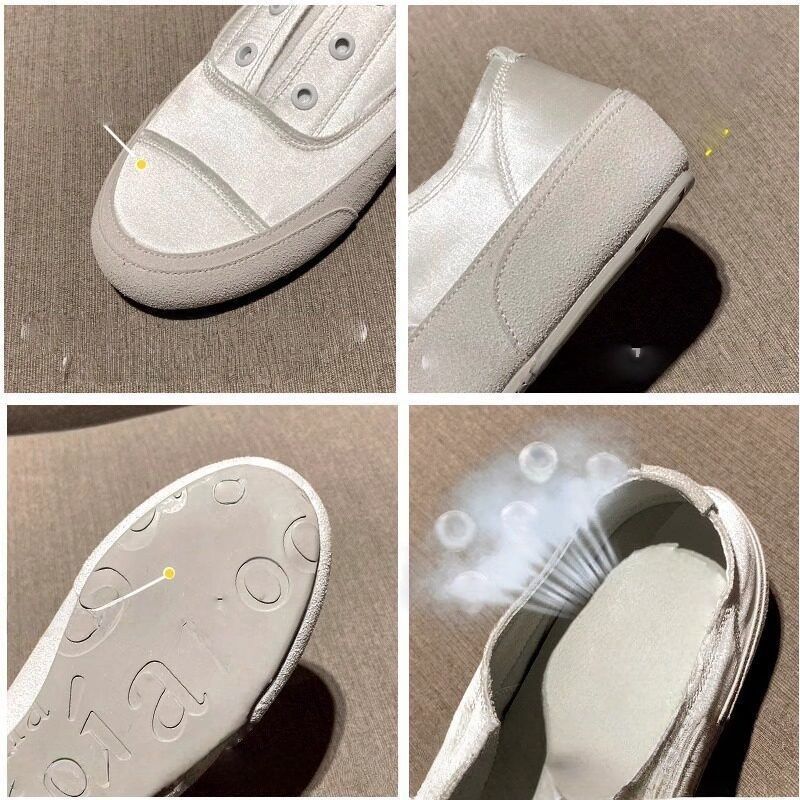 Damen sportliche Slip-On Sneakers mit satiniertem Obermaterial EB