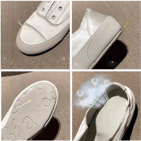 Damen sportliche Slip-On Sneakers mit satiniertem Obermaterial EB