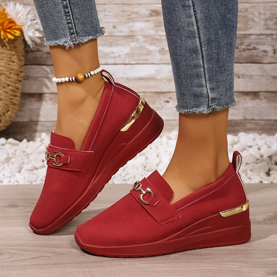 Damen modische Slip-On Sneakers mit glitzernder Schnallenverzierung EB