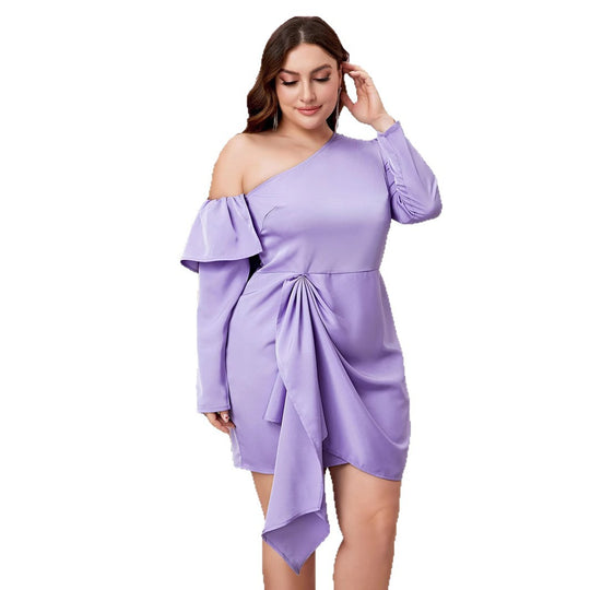 Damen figurbetontes One-Shoulder Kleid EB
