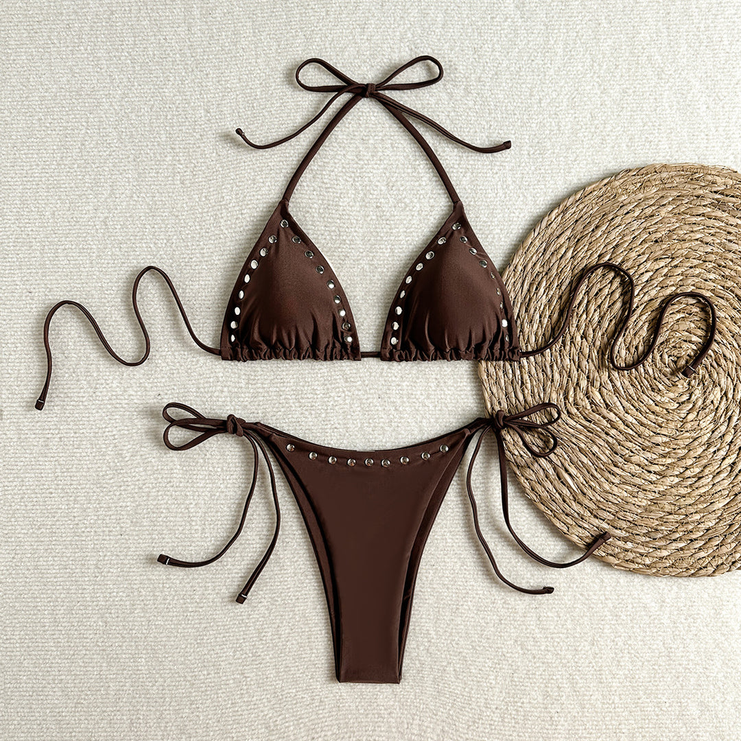Damen Triangel-Bikini mit glänzenden Akzenten EB