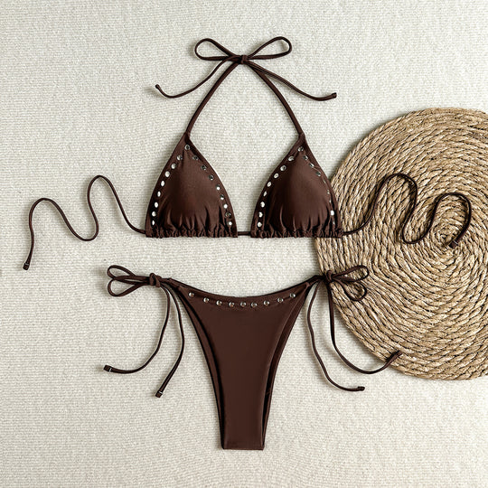 Damen Triangel-Bikini mit glänzenden Akzenten EB