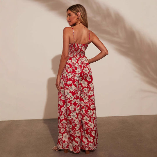 Damen Maxirock mit floralem Design und verstellbaren Trägern EB
