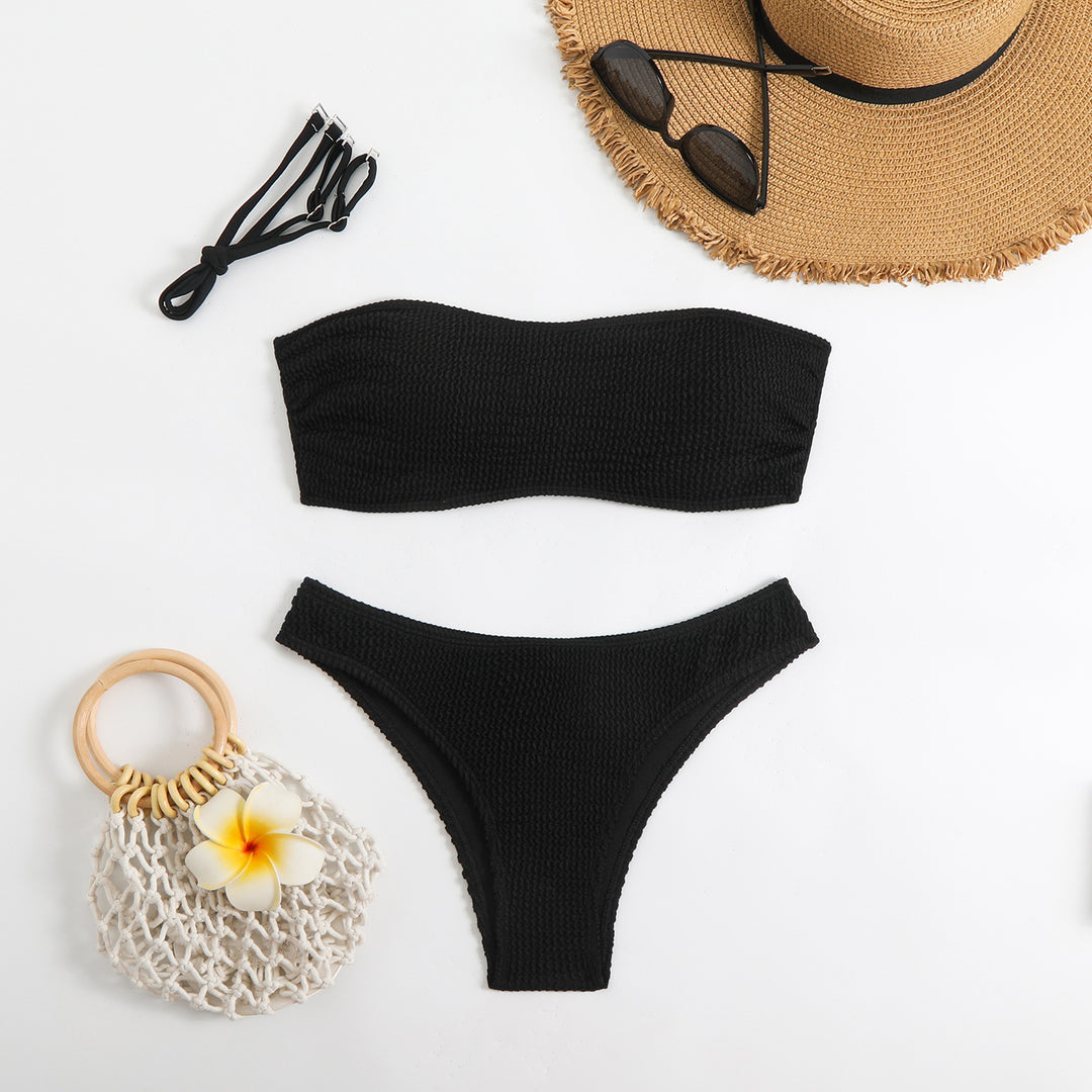 Damen Bandeau-Bikini-Set mit strukturiertem Oberteil und klassischem Schnitt EB