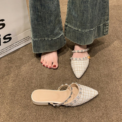 Damen elegante Mules mit funkelnden Strassdetails EB