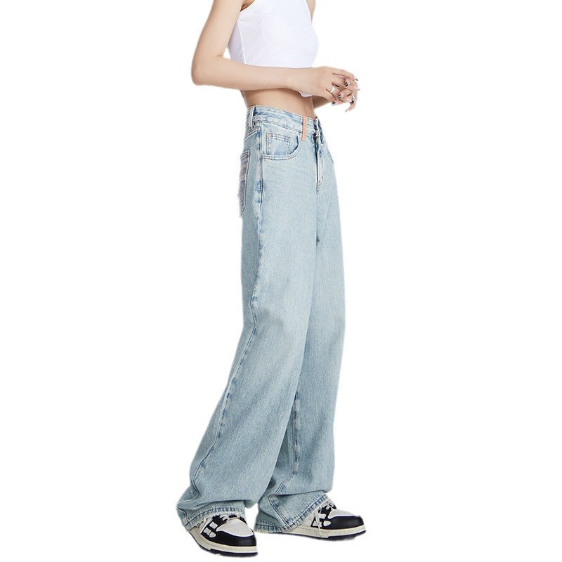 Damen weite Jeans im lässigen Stil mit hohem Bund und komfortablem Schnitt EB