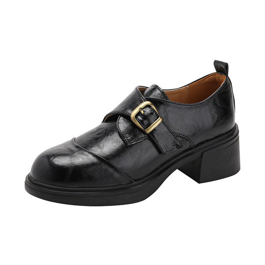 Damen Schnürschuhe mit glamourösem Schnallenverschluss und komfortablem Blockabsatz EB