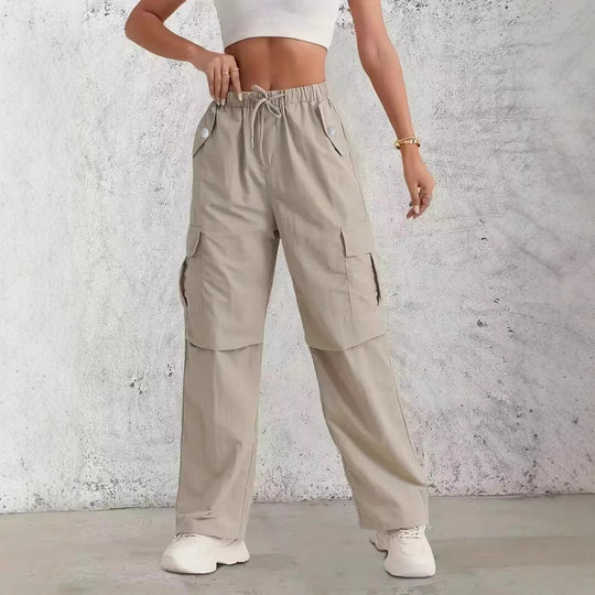 Damen Cargo-Hose mit seitlichen Taschen und elastischem Bund EB