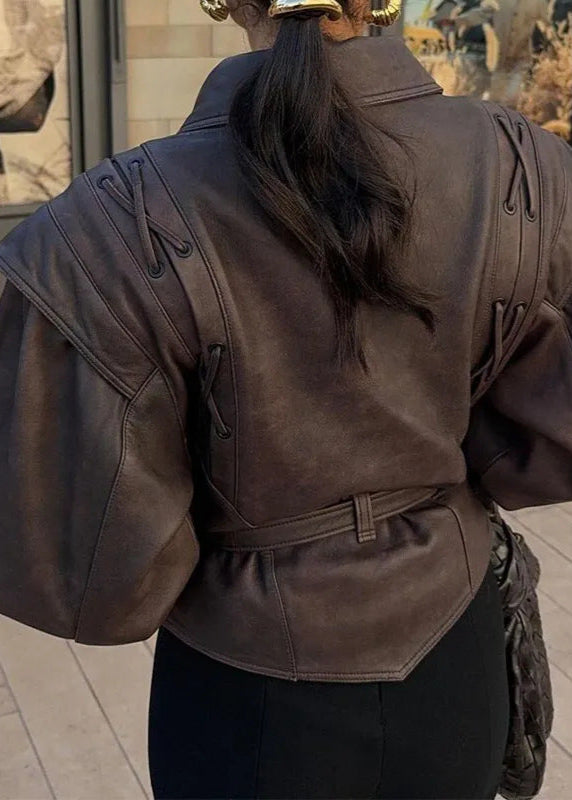 EB | Schnürdetail Faux-Leder Blazer