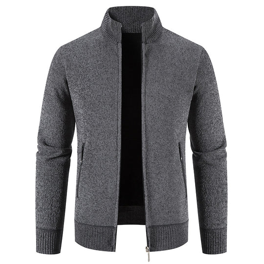 Herren elegante Strickjacke mit hohem Kragen und praktischen Reißverschlusstaschen EB