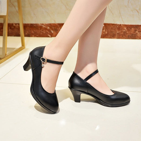 Damen Hochhackige Plateau-Pumps mit verstellbarem Riemendesign EB