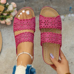 Damen elegante und luftige Sandalen mit floralem Riemendesign EB