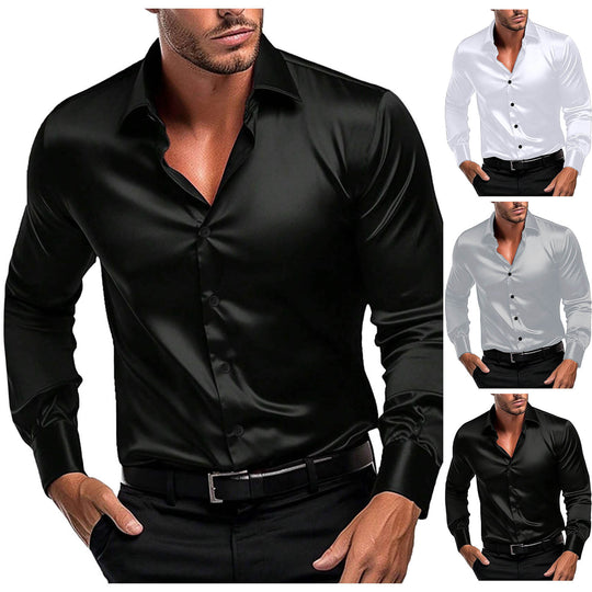 Herren Elegantes Langarmhemd aus feinem Stoff EB