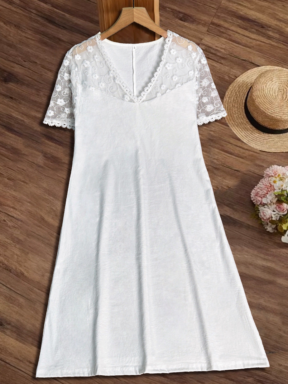 Damen luftiges Sommerkleid mit raffinierten Spitzenakzenten EB