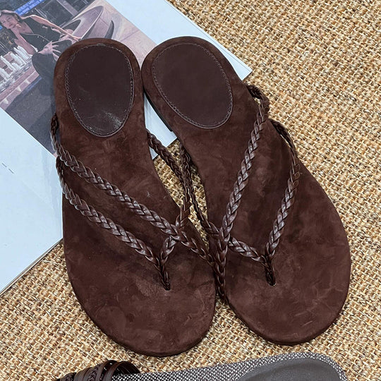 Damen Zehentrenner-Sandalen mit flexiblem Fußbett und elegantem Riemendesign EB