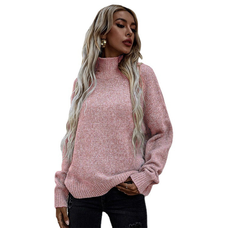 Damen gemütlicher Rollkragenpullover aus hochwertiger Strickware EB
