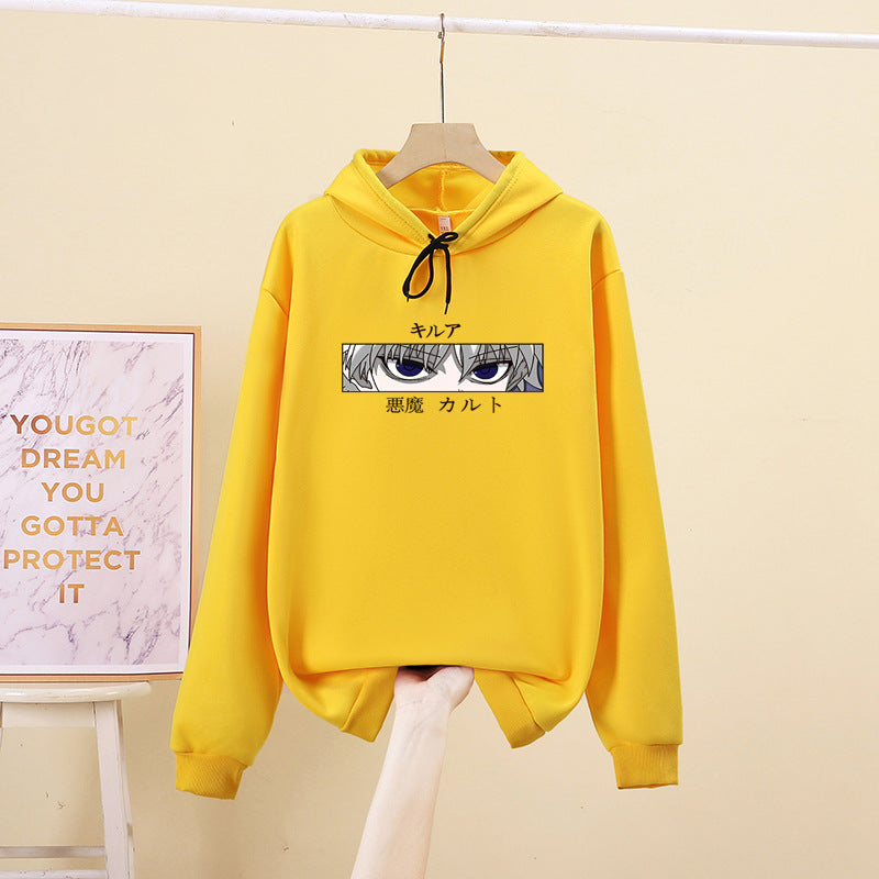 Unisex nan oversized Kapuzenpullover mit anime Augenprint und weicher Baumwollmischung EB