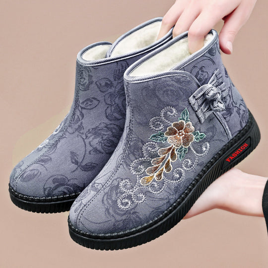 Damen Elegante und modische Stiefeletten mit kunstvoller Bestickung EB