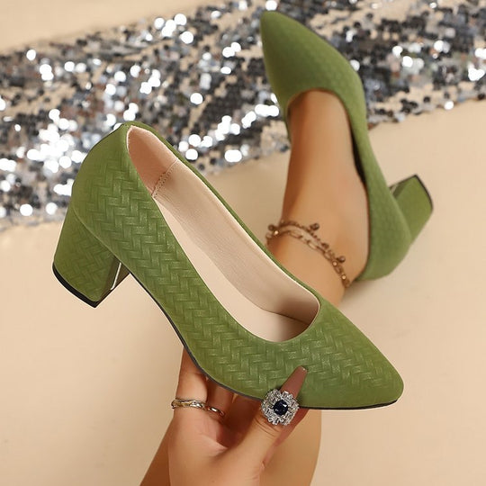 Damen Elegante Blockabsatz-Pumps mit strukturierter Oberfläche EB