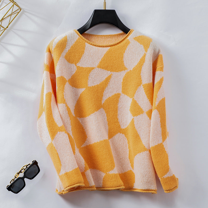 Damen Strickpullover mit modernem Muster und lässigem Schnitt EB