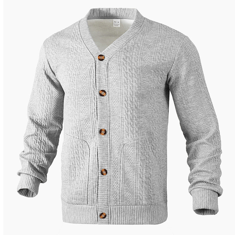 Herren Strickjacke mit V-Ausschnitt und praktischen Taschen EB