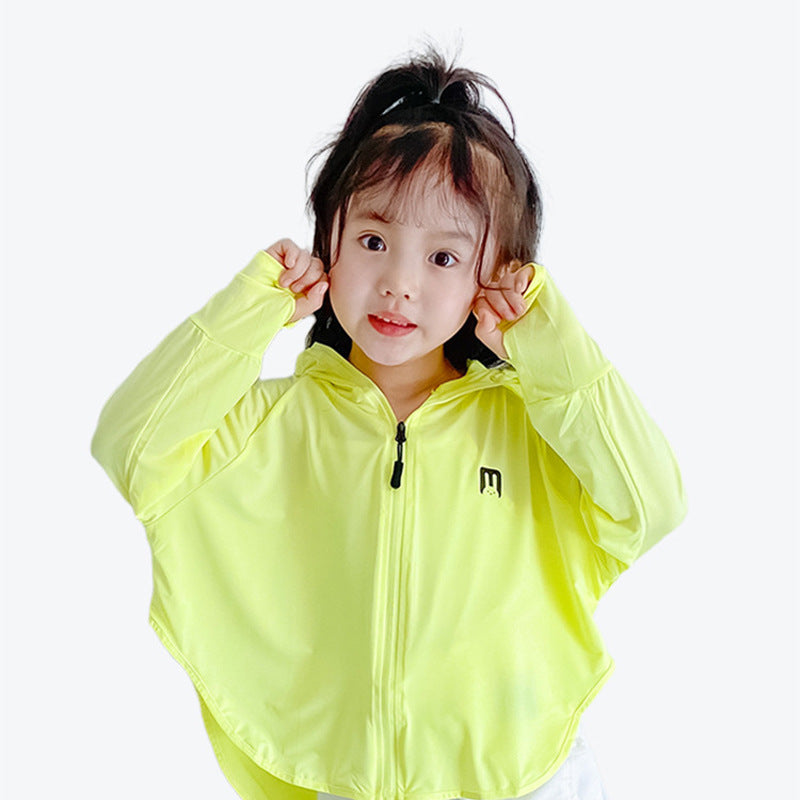 Unisex nan UV-Schutz Kapuzenjacke für Kinder mit integrierter Gesichtsmaske und Daumenlöchern  EB