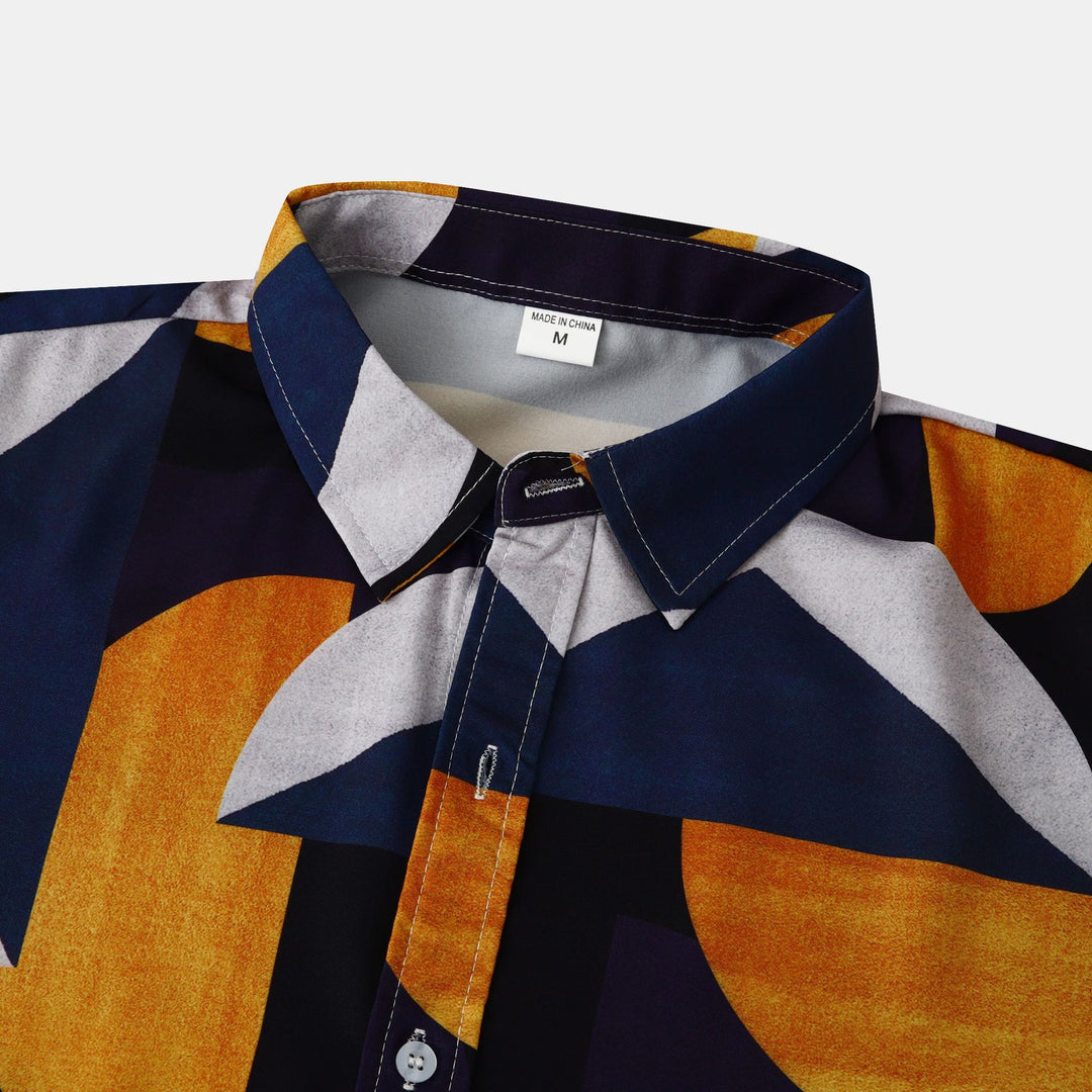 Herren Kurzarmhemd mit kreativem geometrischen Muster EB