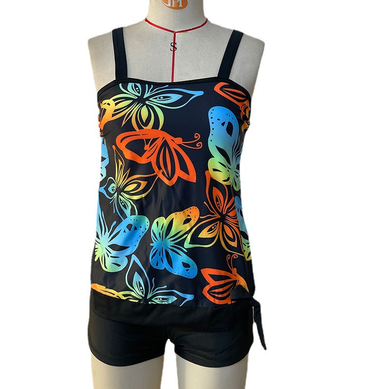 Damen Tankini mit modischem Blumenmuster und regulierbaren Trägern EB