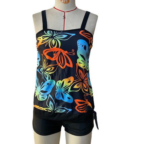 Damen Tankini mit modischem Blumenmuster und regulierbaren Trägern EB