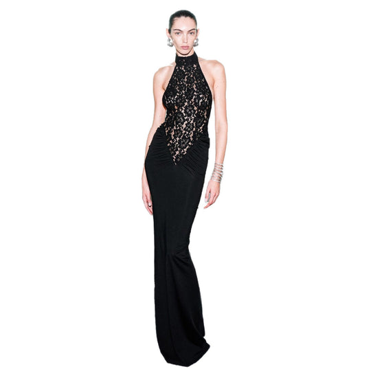 Damen Elegantes Spitzen-Maxikleid mit figurbetonter Silhouette EB