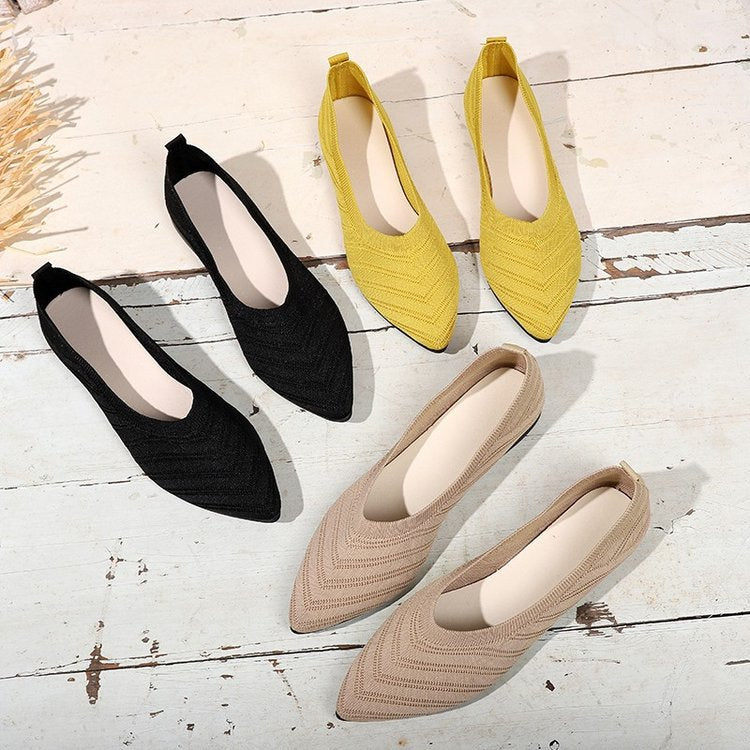 Damen elegante Mules mit hohem Schnitt und modischem Strickdesign EB