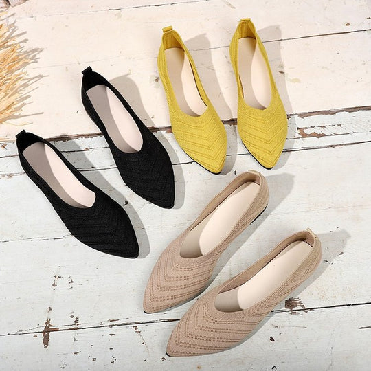 Damen elegante Mules mit hohem Schnitt und modischem Strickdesign EB