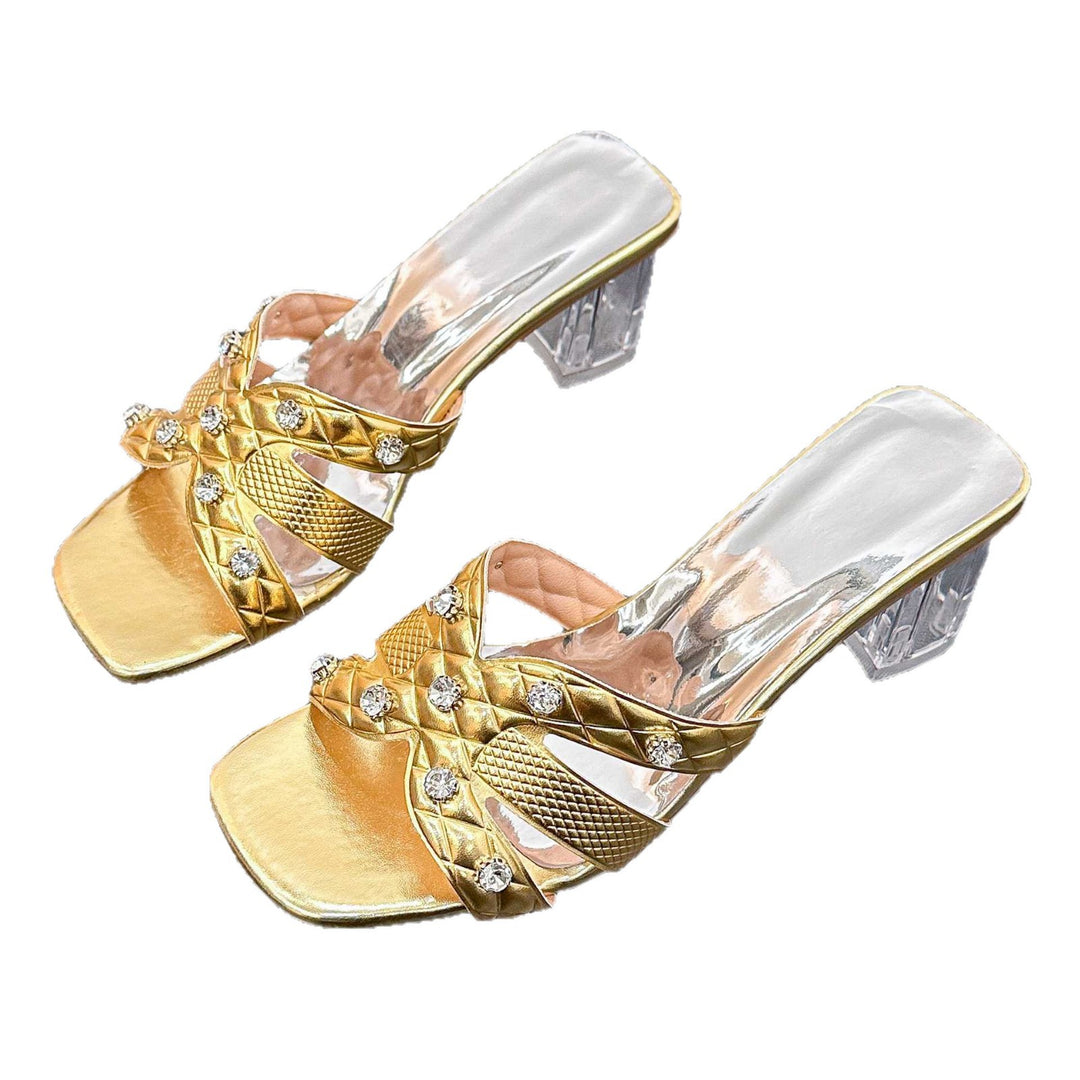 Damen Offene Absatzsandalen mit funkelnden Strassdetails EB