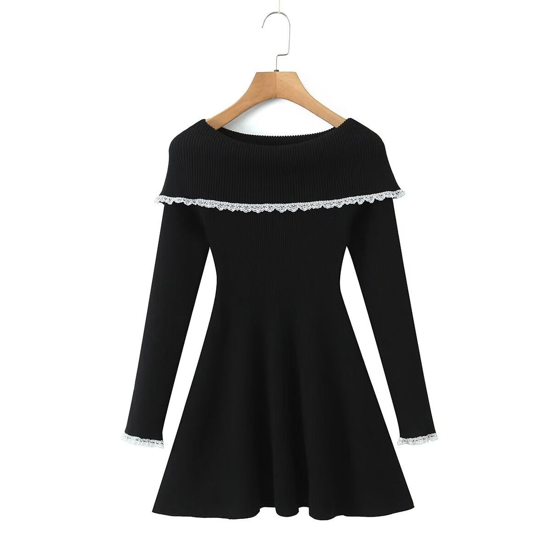 Damen Kleid mit abnehmbarem Spitzenkragen EB