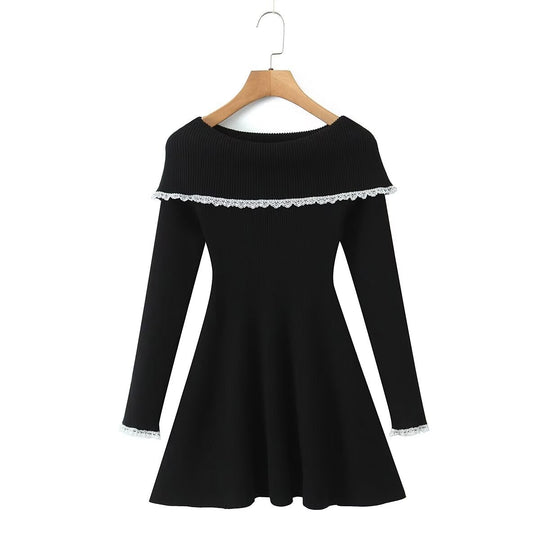 Damen Kleid mit abnehmbarem Spitzenkragen EB