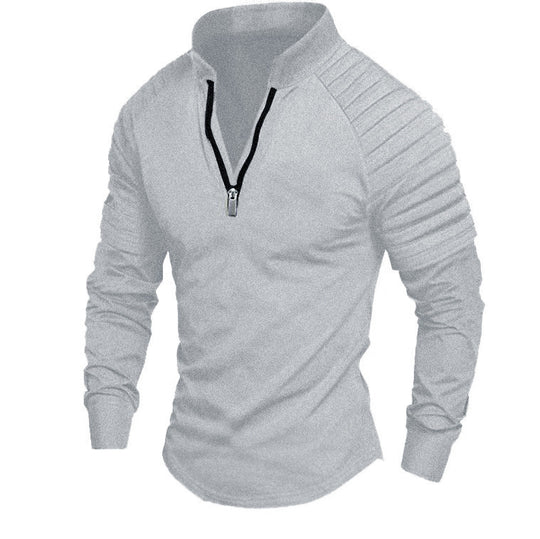 Herren nan Slim-Fit Troyer mit gesteppter Schulterpasse und halbem Reißverschluss EB
