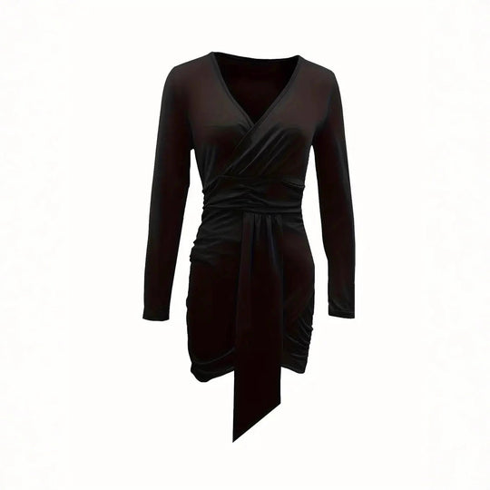 Damen Wickelkleid mit langem Arm und eleganten Drapierungen EB
