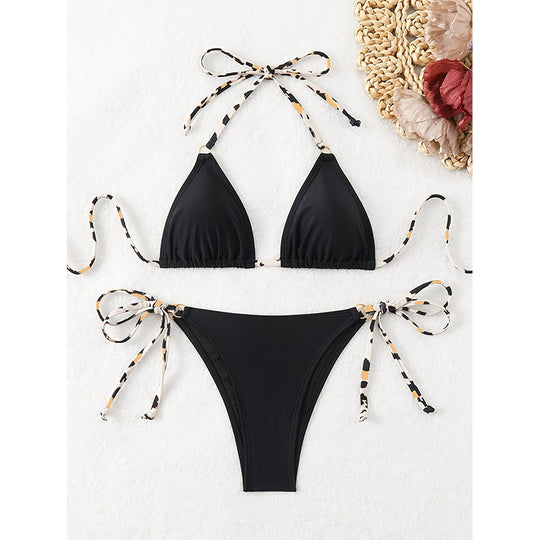 Damen Triangel-Bikini mit verstellbaren Trägern und spannendem Leopardenmuster EB