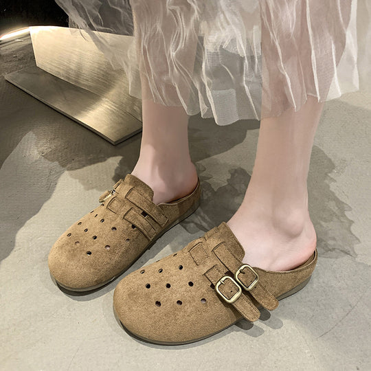 Damen bequeme Clogs mit doppeltem Schnallenverschluss EB