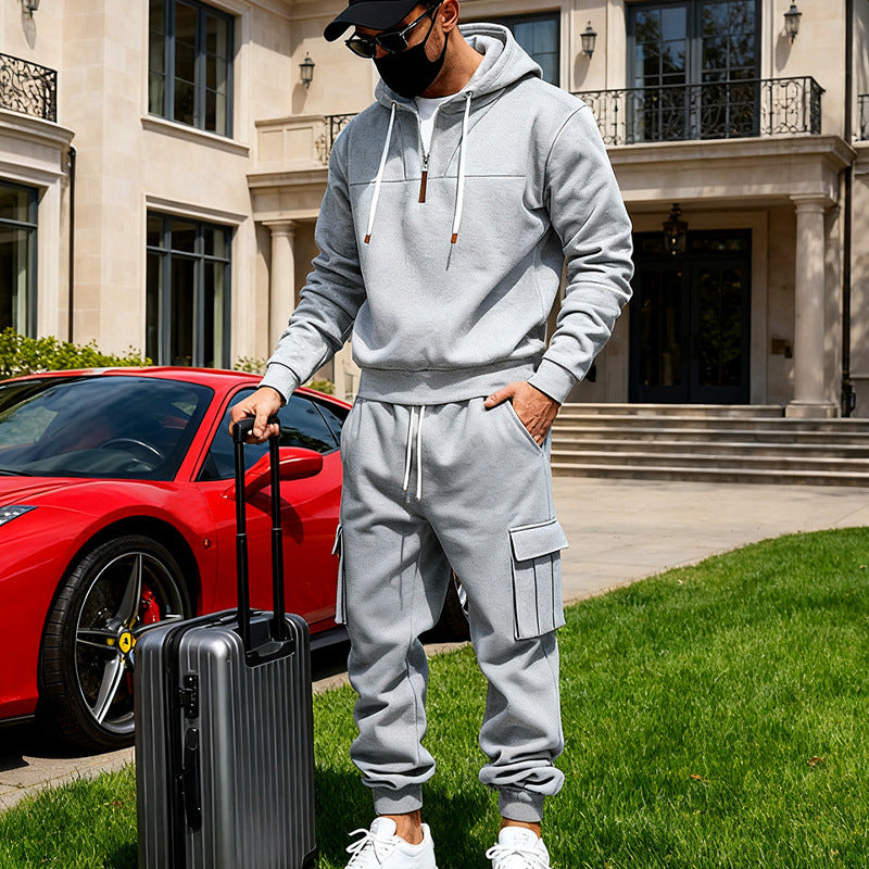 Herren Cargo-Joggerhose mit multifunktionalen Klapptaschen elastischem Bund und gerippten Bündchen EB