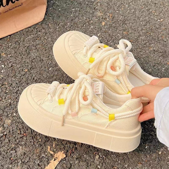 Damen Sportliche Freizeit-Sneaker mit elastischen Schnürsenkeln und atmungsaktivem Obermaterial EB