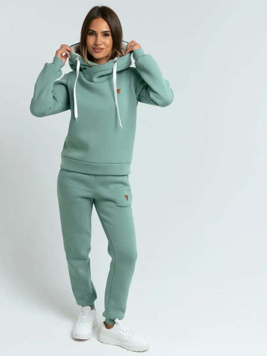 Damen Loungewear-Set mit Schalkragen-Hoodie und taillierter Jogginghose EB