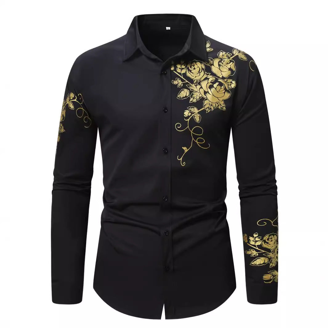 Herren Langarmhemd mit floralem Design EB