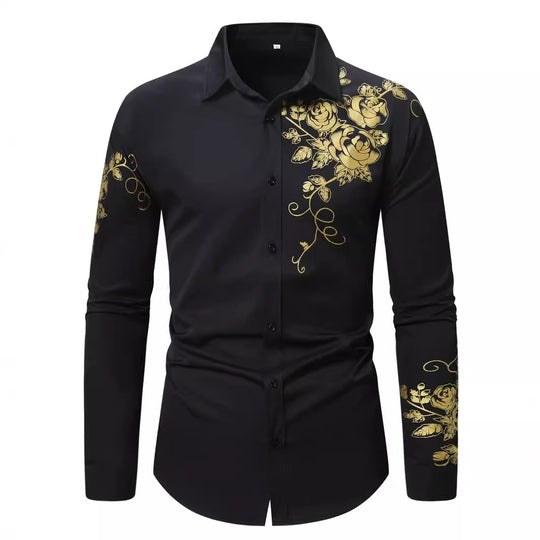 Herren Langarmhemd mit floralem Design EB