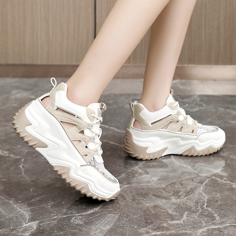 Damen Sportliche Chunky Sneakers mit atmungsaktiver Mesh-Oberfläche und robustem Profil EB