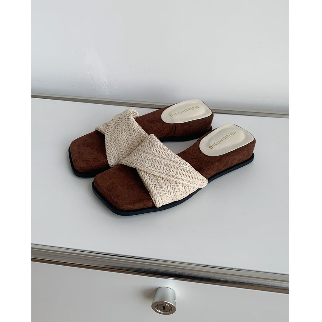 Damen Slip-On Sandalen mit modischem Flecht-Design EB