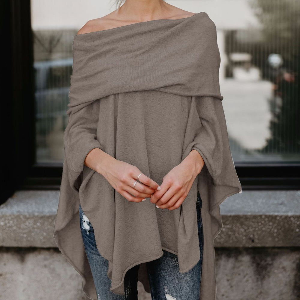 Damen lässiger Poncho mit asymmetrischem Saum EB