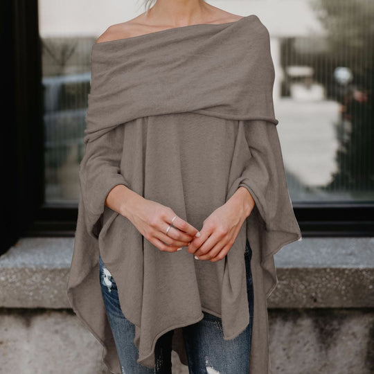 Damen lässiger Poncho mit asymmetrischem Saum EB