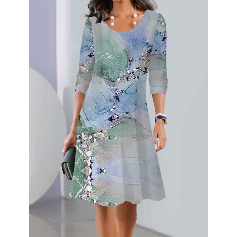 Damen Fließendes Blumenkleid mit eleganter Farbverlaufsgestaltung EB