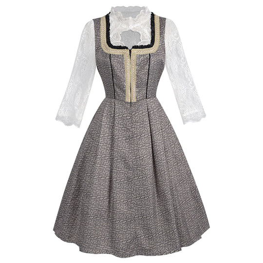 Damen nan Bouclé Top mit quadratischem Ausschnitt Goldborte und Rüschenkante EB